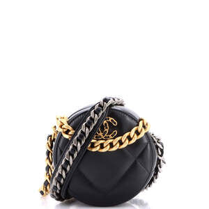 Chanel 19 Round Clutch with Chain Quilted Leather